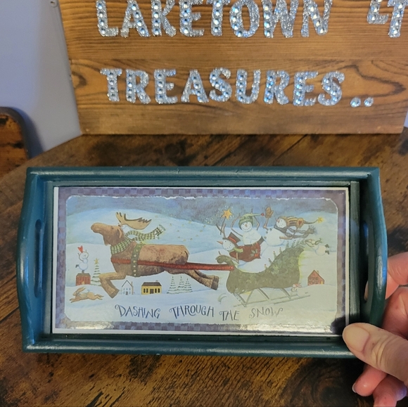 Gently Used Christmas mini tray "Dashing through the snow - Picture 3 of 10